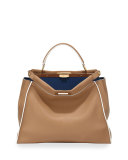 Peekaboo Large Satchel Bag, Beige Multi