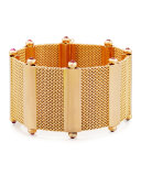 18K Rose Gold Mesh Cuff Bracelet with Ruby Cabochons