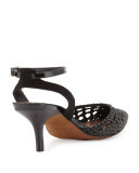 Fresia Woven Pointed-Toe Pump, Black
