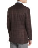 Plaid Two-Button Jacket, Burgundy