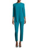 Tsisa Elastic-Back Ankle Pants, Bay