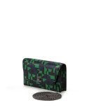 Anouk Mini Printed Chain Envelope Clutch Bag, Green/Multi