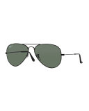 Metal Polarized Aviator Sunglasses, Black