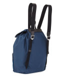 Technical Nylon Packaway Rucksack with Check Trim, Teal Blue