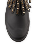 Fritton Check Studded Fringe Rain Boot, Black