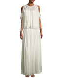 Metallic Clip-Dot Chiffon Maxi Skirt
