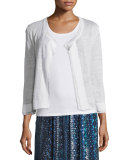 Double-Trim Cardigan, Paper White  