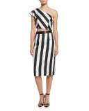 One-Shoulder Striped Crop Top