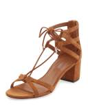 Beverly Hills Suede Lace-Up Sandal, Brown