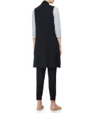 Organic Linen Skinny-Striped Top, White/Black