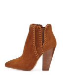 Channing Whipstitch Suede Bootie, Dark Luggage
