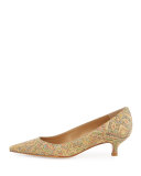 Poco Tweed Kitten-Heel Pump, Tan
