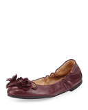 Blossom Leather Ballerina Flat, Port