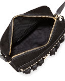 Multi Tassel Suede Camera Bag, Black
