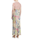 Sleeveless Tropical-Print Maxi Dress, Multi Colors