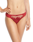 Intuition Embroidered Tulle Tanga, Candy Apple