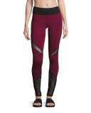 Radiate Mesh-Inset Sport Leggings, Shiraz/Black