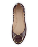 Twiggie Logo Patent Ballerina Flat, Port
