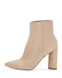 Gemma Suede Triangle-Heel Bootie, Sand