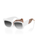 Rose Et La Mere Leopard Sunglasses, White                   