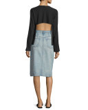 Open-Back Pima-Blend Top, Black