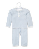 Cashmere Two-Piece Pajama Set, Blue, Size 3-12 Months