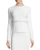 Diamond-Cutout Long-Sleeve Top