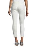 Leather 10 Inch Capri with Slits, White