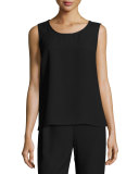 Satin-Back Crepe Tank, Black 