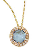 6mm Blue Topaz & White Sapphire Pendant Necklace