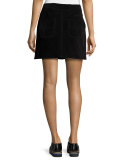 Denny Suede Mini Skirt, Black