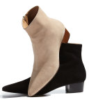 Ambra Suede Pointed-Toe Bootie, Taupe