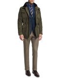 Plaid Two-Button Sport Coat, Blue/Green