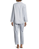 Pinstriped Long-Sleeve Pajama Set, Gray/White