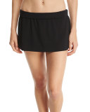 Basic Solid Skirted Swim Bottom, Black, Plus Size