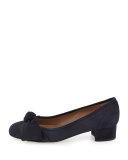 Fadia Knotted Low-Heel Pump, Navy