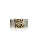 Silver & 18k Gold Diamond Band Ring