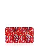 Coral Crystal Rectangle Clutch Bag, Red/Multi