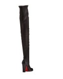 Verusch Leather 100mm Over-the-Knee Red Sole Boot, Black