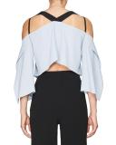 Zigzag Handkerchief-Hem Top, Blue/Black