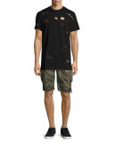 Camouflage Cargo Cutoff Shorts, Green