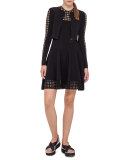 Sleeveless Lace-Trim Fit-&-Flare Dress, Black