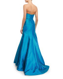 Strapless Sweetheart-Neck Gown, Ocean Blue