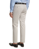 Cotton-Cashmere Flat Front Trousers, Putty
