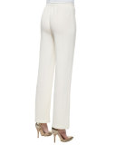 Knit Flat-Front Straight-Leg Pants