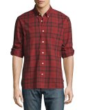 Plaid Slim-Fit Sport Shirt, Red