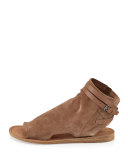 Thalia Slouchy Suede Cutout Flat Sandal, Sand