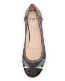 Bug Monster Cap-Toe Ballerina Flat, Black/Peony/Peacock