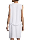 Prudence Plunging-V Shift Dress, Bright White