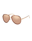 Two-Tone Aviator Sunglasses, Rose Gold